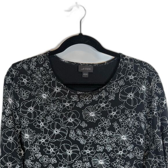 J.Jill Wearever Collection Black with White Florals Size Large - Picture 2 of 13